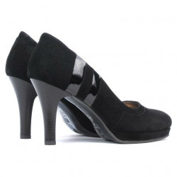 Elegante Damenschuhe 1086 schwarzes Antilopenleder + schwarzer Lack