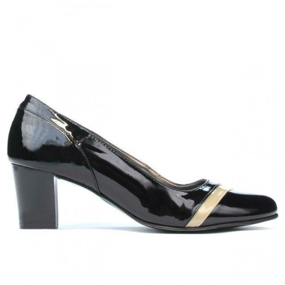 Elegante Damenschuhe 1217 Schwarz Lack + Beige