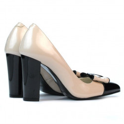 Elegante Damenschuhe 1262 Lack beige+schwarz