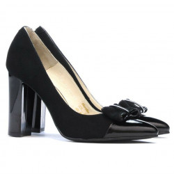 Elegante Damenschuhe 1262 schwarzes Antilopenleder kombiniert