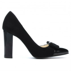 Elegante Damenschuhe 1262 schwarzes Antilopenleder kombiniert