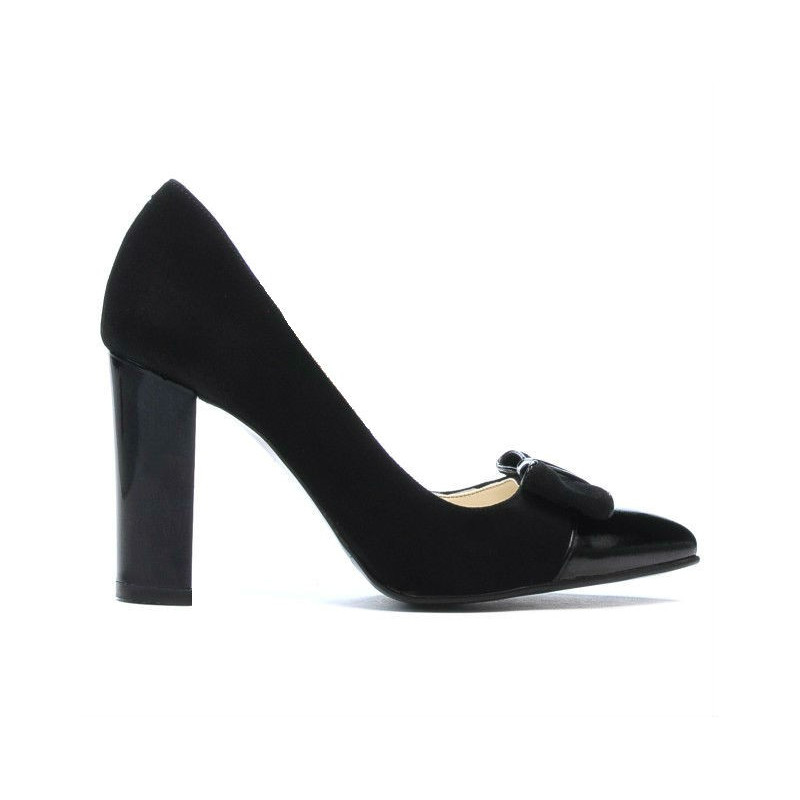 Elegante Damenschuhe 1262 schwarzes Antilopenleder kombiniert