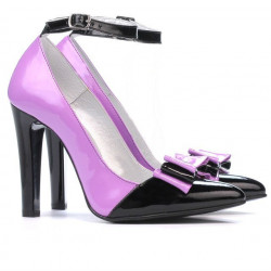 Elegante Damenschuhe 1264 Lack Lila+Schwarz