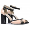 Damensandalen 1266 Lack Elfenbein+Schwarz