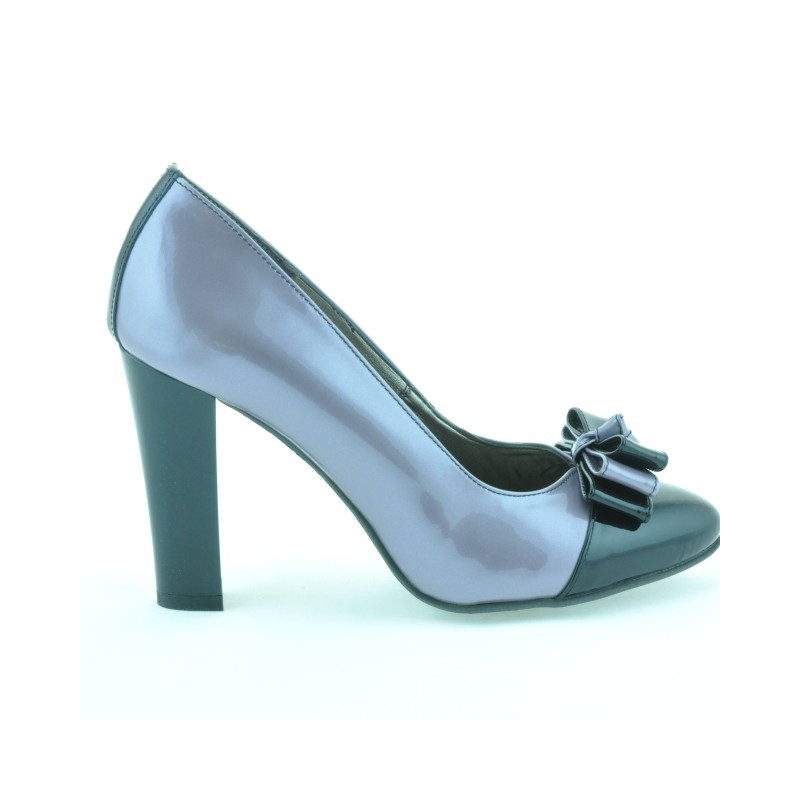 Elegante Damenschuhe 1226 hell-lila Lack + schwarz