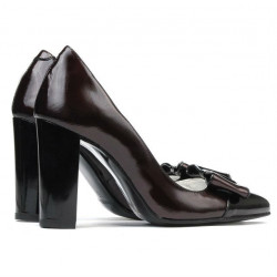 Elegante Damenschuhe 1262 bordeaux satiniert Leder+schwarzes Lackleder