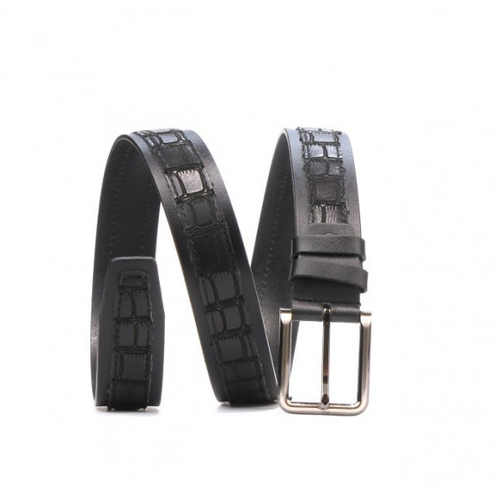 Herren Gürtel 18b schwarz+Kroko schwarz Herren Gürtel 18b schwarz+Kroko schwarz