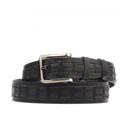 Herren Gürtel 18b schwarz+Kroko schwarz