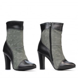 Damenstiefeletten 1146 schwarz+perlgrau