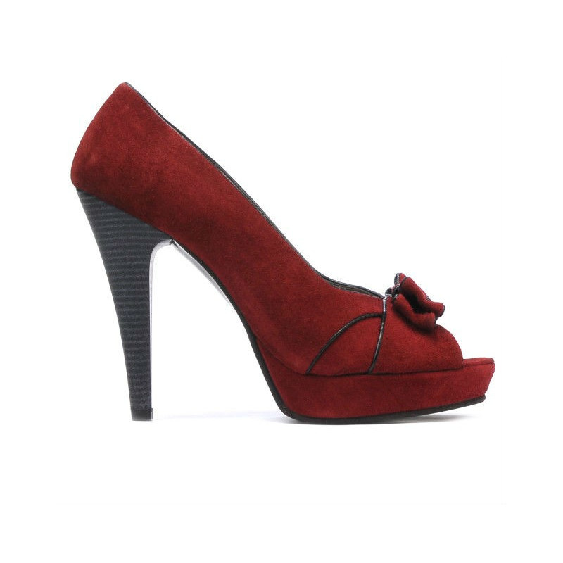 Damen Sandalen 1099 bordeaux Wildleder+schwarz