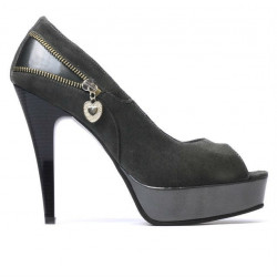Damensandalen 1202 graue Antilope+grauer Lack