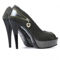 Damensandalen 1202 graue Antilope+grauer Lack