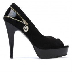 Damensandalen 1202 schwarz Antilope + schwarzer Lack