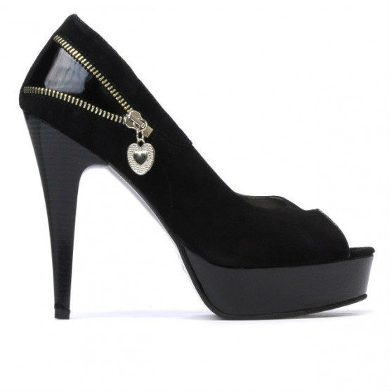 Damensandalen 1202 schwarz Antilope + schwarzer Lack