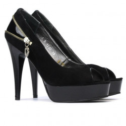 Damensandalen 1202 schwarz Antilope + schwarzer Lack