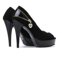 Damensandalen 1202 schwarz Antilope + schwarzer Lack