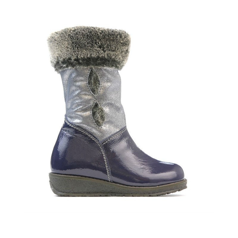 Kleine Kinderstiefel 24c lack indigo kombiniert