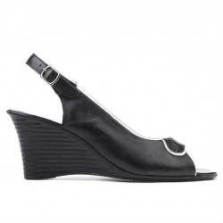 Damensandalen 596 schwarz+weiß