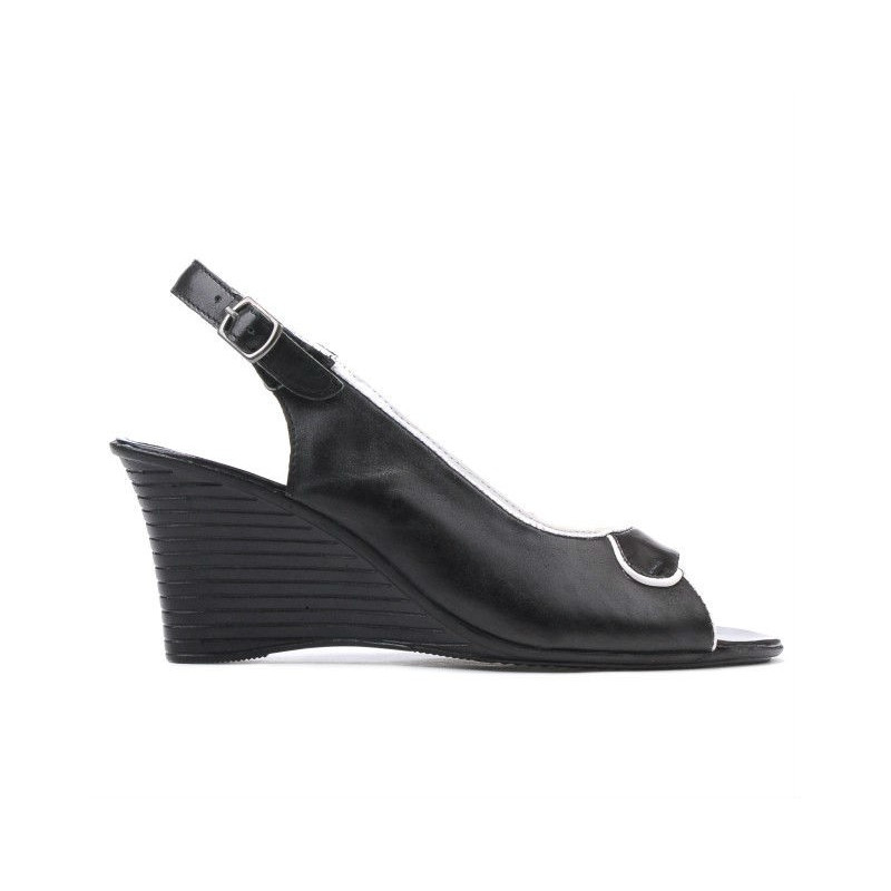 Damensandalen 596 schwarz+weiß