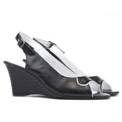 Damensandalen 596 schwarz+weiß