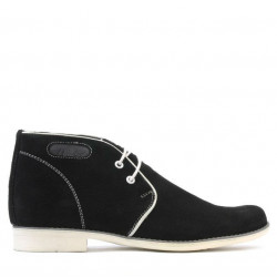 Jugendstiefel 464 schwarz Velours+weiß