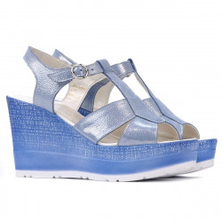 Damen Sandalen 5054 Blau Silber