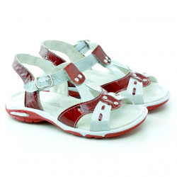 Kleinkind-Sandalen 10c rot-weißer Lack