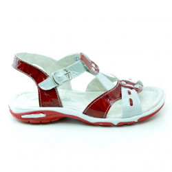 Kleinkind-Sandalen 10c rot-weißer Lack