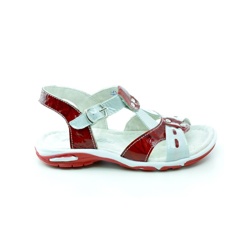 Kleinkind-Sandalen 10c rot-weißer Lack