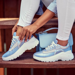 Damen Sportschuhe 6015 blau perlmutt kombiniert
