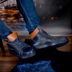 Herrenstiefel 4103 Indigo+Braun