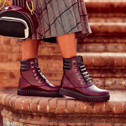 Damenstiefel 3343 bordeaux kombiniert
