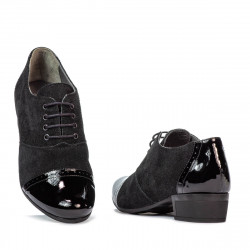 Damen Freizeit Schuhe 652 schwarzer Lack kombiniert