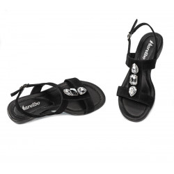 Damensandalen 5073 Schwarz Velours