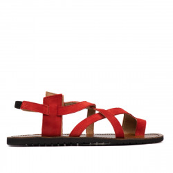 Damensandalen 5076 in korallenrotem Veloursleder