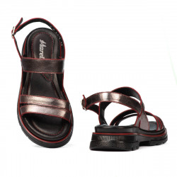 Damensandalen 5075 perlgrau+rot