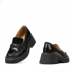 Damen Freizeitschuhe 6041 in Schwarz kombiniert Croco