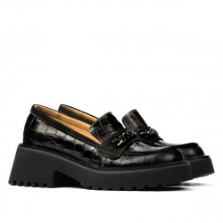 Damen Freizeitschuhe 6041 in Schwarz kombiniert Croco