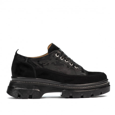 Damen Freizeitschuhe 6043 in schwarzem Velours kombiniert