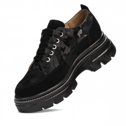 Damen Freizeitschuhe 6043 in schwarzem Velours kombiniert