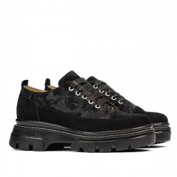 Damen Freizeitschuhe 6043 in schwarzem Velours kombiniert