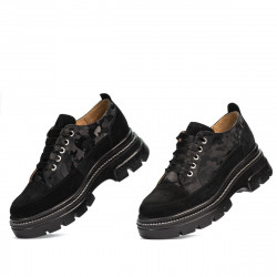 Damen Freizeitschuhe 6043 in schwarzem Velours kombiniert