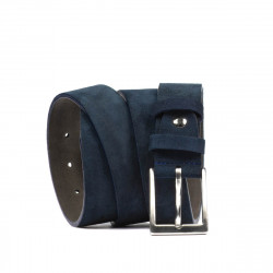 Herrengürtel 05b blau Veloursleder
