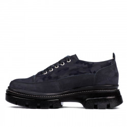 Damenhalbschuhe 6043 Indigo Wildleder kombiniert