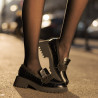 Damen Freizeitschuhe 6041 in Schwarz kombiniert Croco