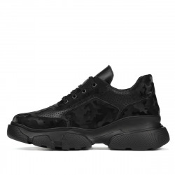Damen-Sportschuhe 6053 Schwarz Camouflage kombiniert