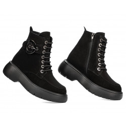 Damenstiefeletten 3372 schwarz Velours