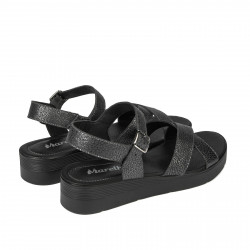 Damen Sandalen 5049-1 metallisch schwarz