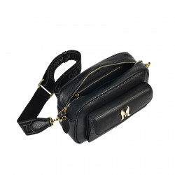 Damentasche Schultertasche 006g Schwarz Saffiano