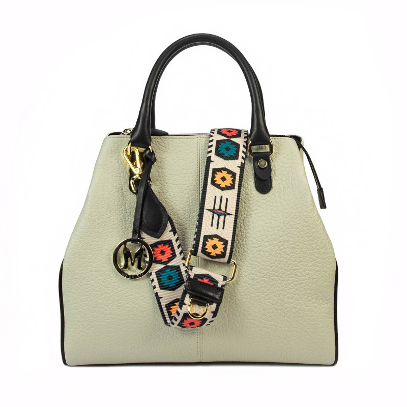 Damentasche Handtasche 002g Nude Latte+Schwarz